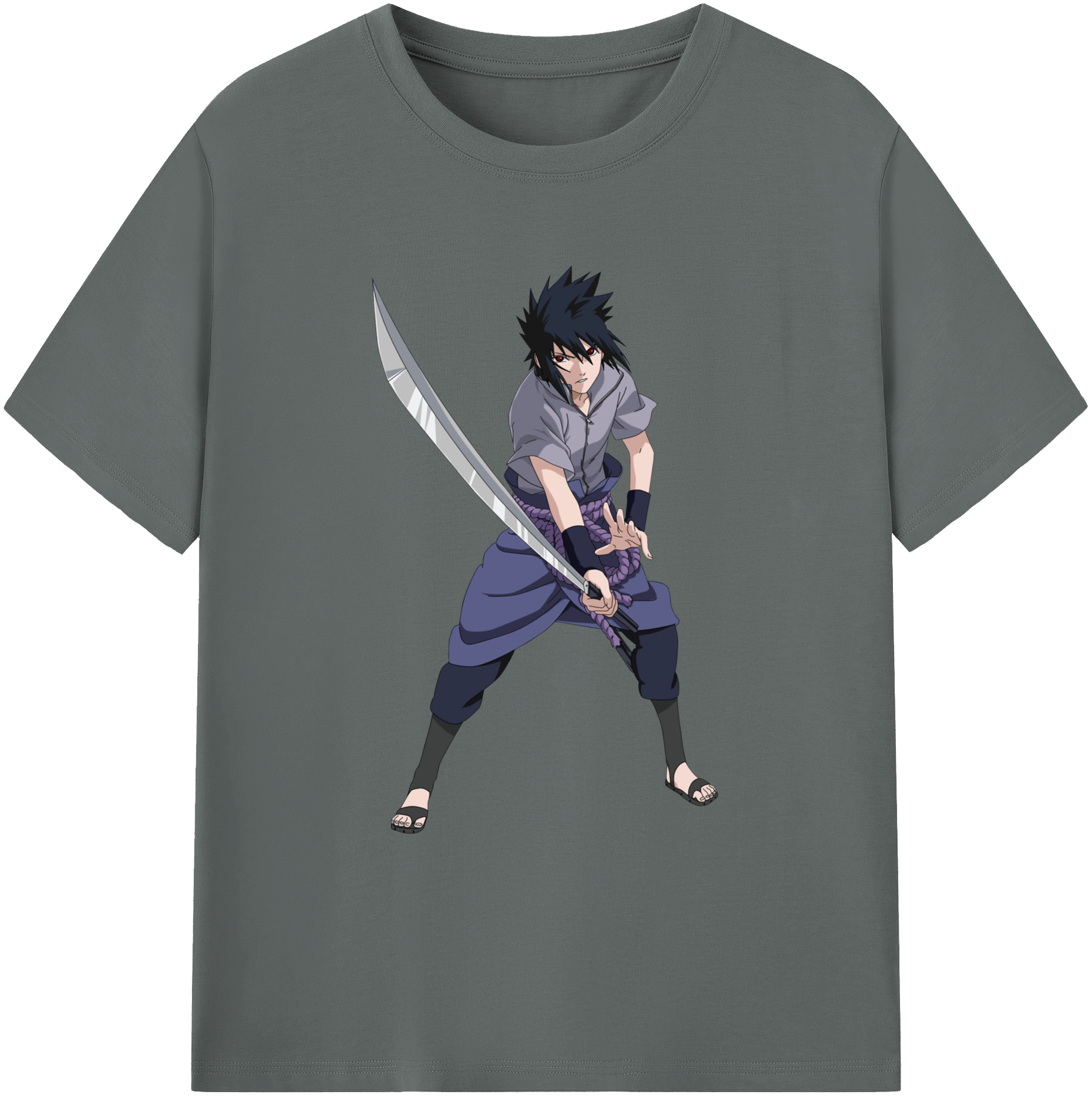 （画像用） NARUTO -ナルト- うちは サスケ Uchiha Sasuke 綿100％ メンズ半袖Tシャツ｜肌触りやわらか＆通気性
